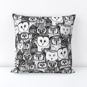 just owls black white