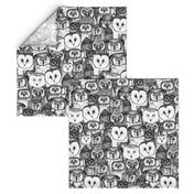 just owls black white