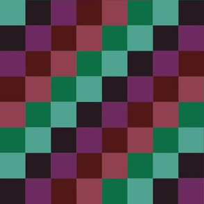 AWK3 - Medium - Checkered Stripes on the Diagonal  in Burgundy - Purple - Blue-Green