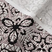 White Flocking on Black Leafy Lace