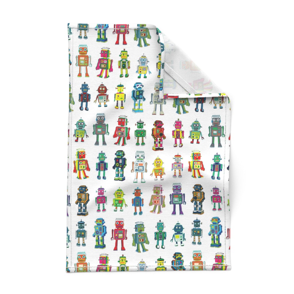 Robot Line-Up On White - Medium on Orpington by cecca | Roostery Home Decor