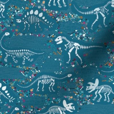 Dinosaur Fossils - Teal - Medium