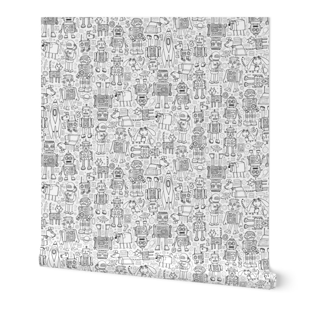 Robot Pattern - Black & White