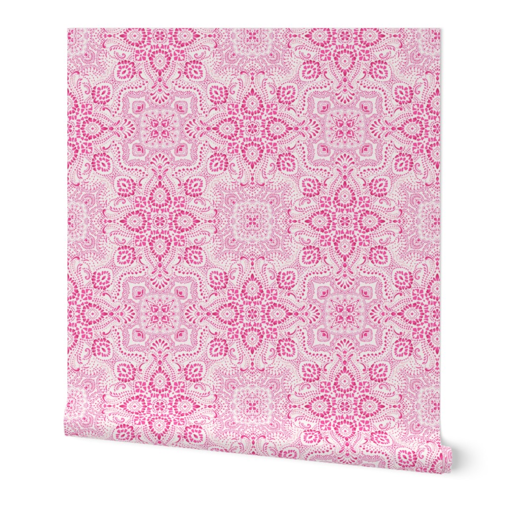 Mosaic Bandana - Large - pink & white