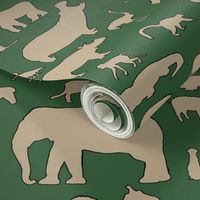 African Animals - Khaki/Hunter Green