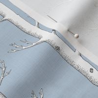 White Trees on Silver Grey Blue