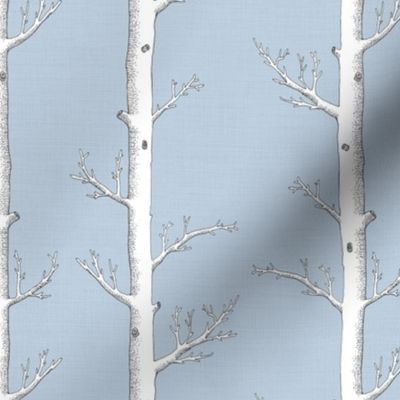 White Trees on Silver Grey Blue