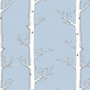 White Trees on Silver Grey Blue