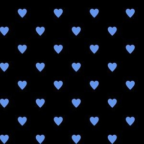 Cornflower Blue Hearts on Black