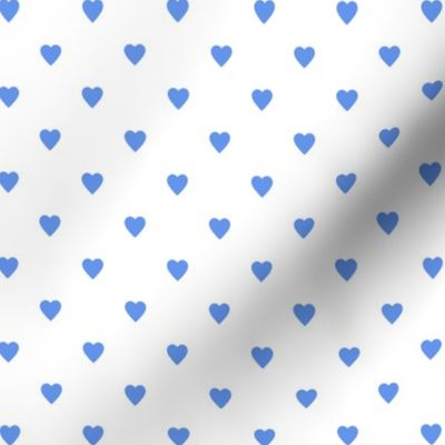 Cornflower Blue Hearts on White