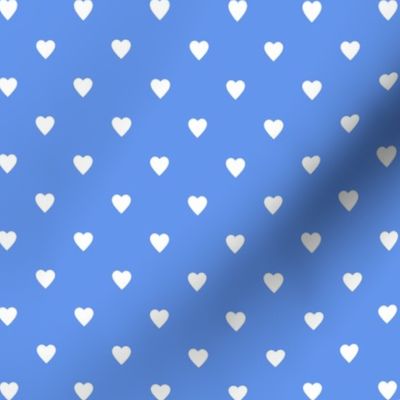 White Hearts on Cornflower Blue