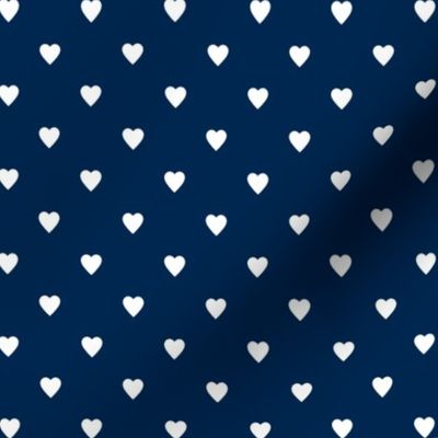 White Hearts on Navy Blue