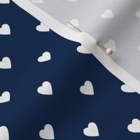 White Hearts on Navy Blue