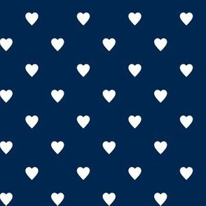 White Hearts on Navy Blue