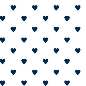 Navy Blue Hearts on White