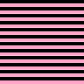Quarter Inch Carnation Pink and Black Horizontal Stripes