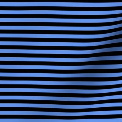 Quarter Inch Cornflower Blue and Black Horizontal Stripes