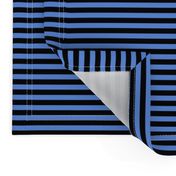 Quarter Inch Cornflower Blue and Black Horizontal Stripes