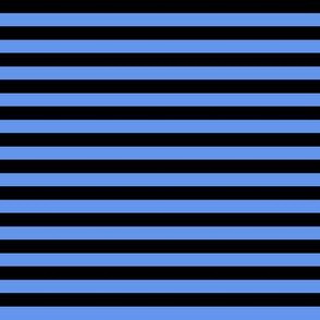 Quarter Inch Cornflower Blue and Black Horizontal Stripes