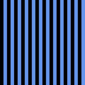 Quarter Inch Cornflower Blue and Black Vertical Stripes