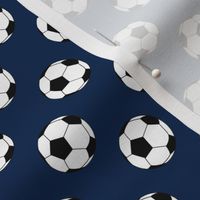 One Inch Black and White Soccer Balls on Navy Blue 