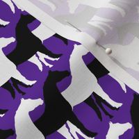 Two Inch Black and White Overlapping Horses on Purple