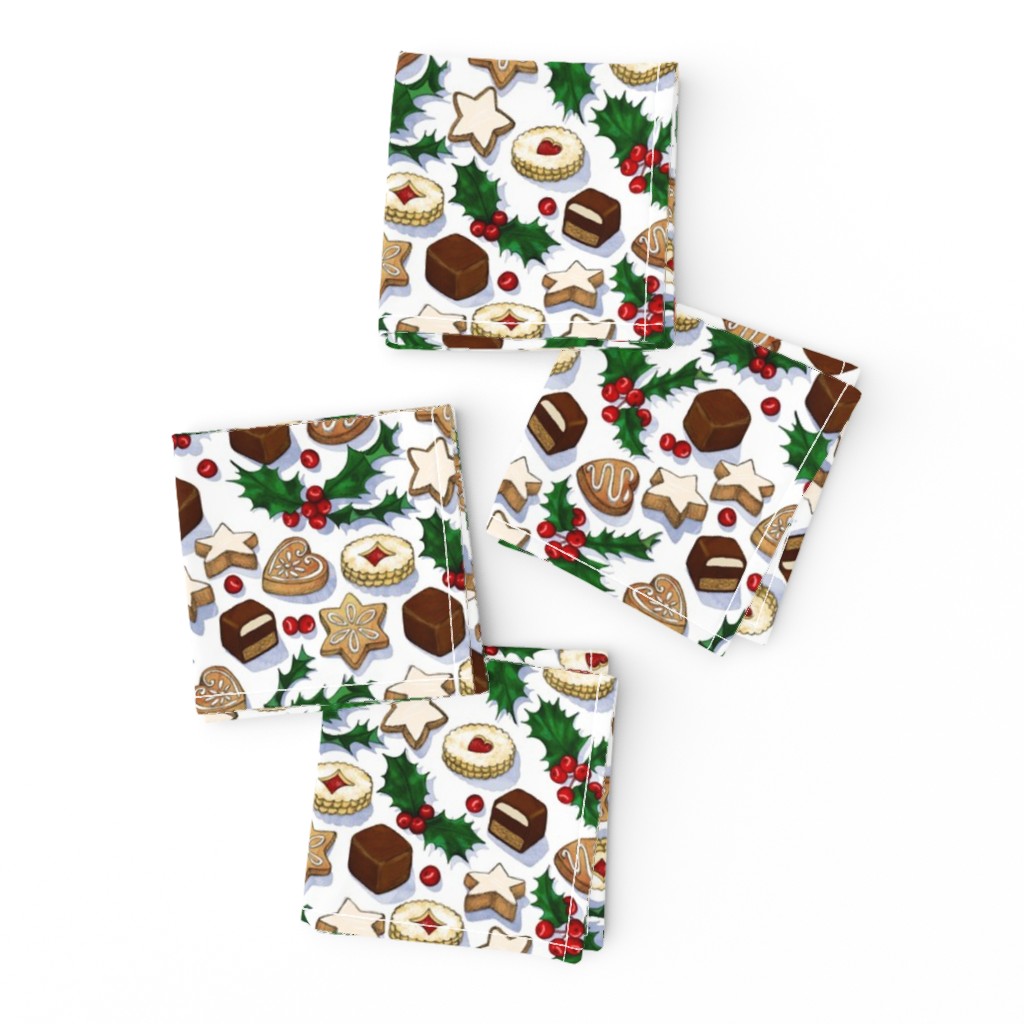 Traditional Christmas Cookies with Holly Berries small print