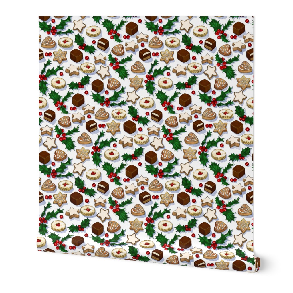 Traditional Christmas Cookies with Holly Berries small print