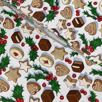 Traditional Christmas Cookies with Holly Berries small print