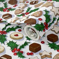 Traditional Christmas Cookies with Holly Berries small print