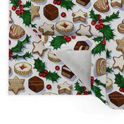 Traditional Christmas Cookies with Holly Berries small print