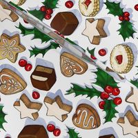 Traditional Christmas Cookies with Holly Berries large print