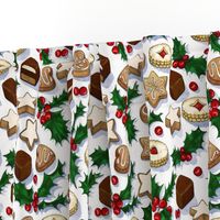 Traditional Christmas Cookies with Holly Berries large print