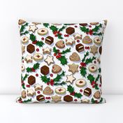 Traditional Christmas Cookies with Holly Berries large print