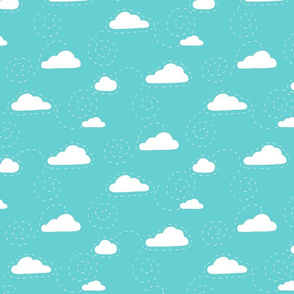 White clouds on teal - Large scale