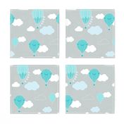 Hot Air Balloons - Grey and Teal