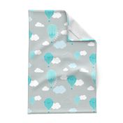 Hot Air Balloons - Grey and Teal