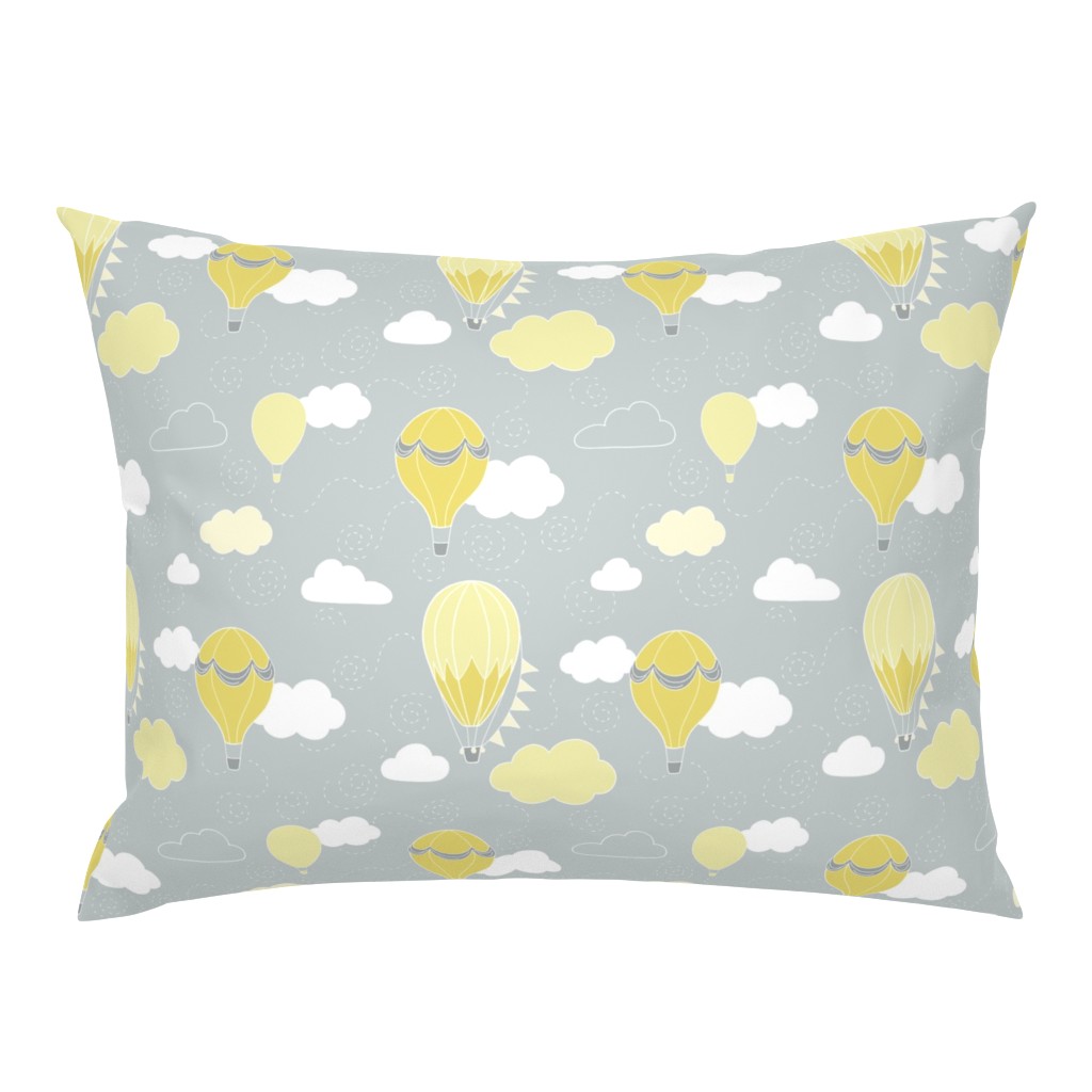 Hot Air Balloons - Grey and Yellow