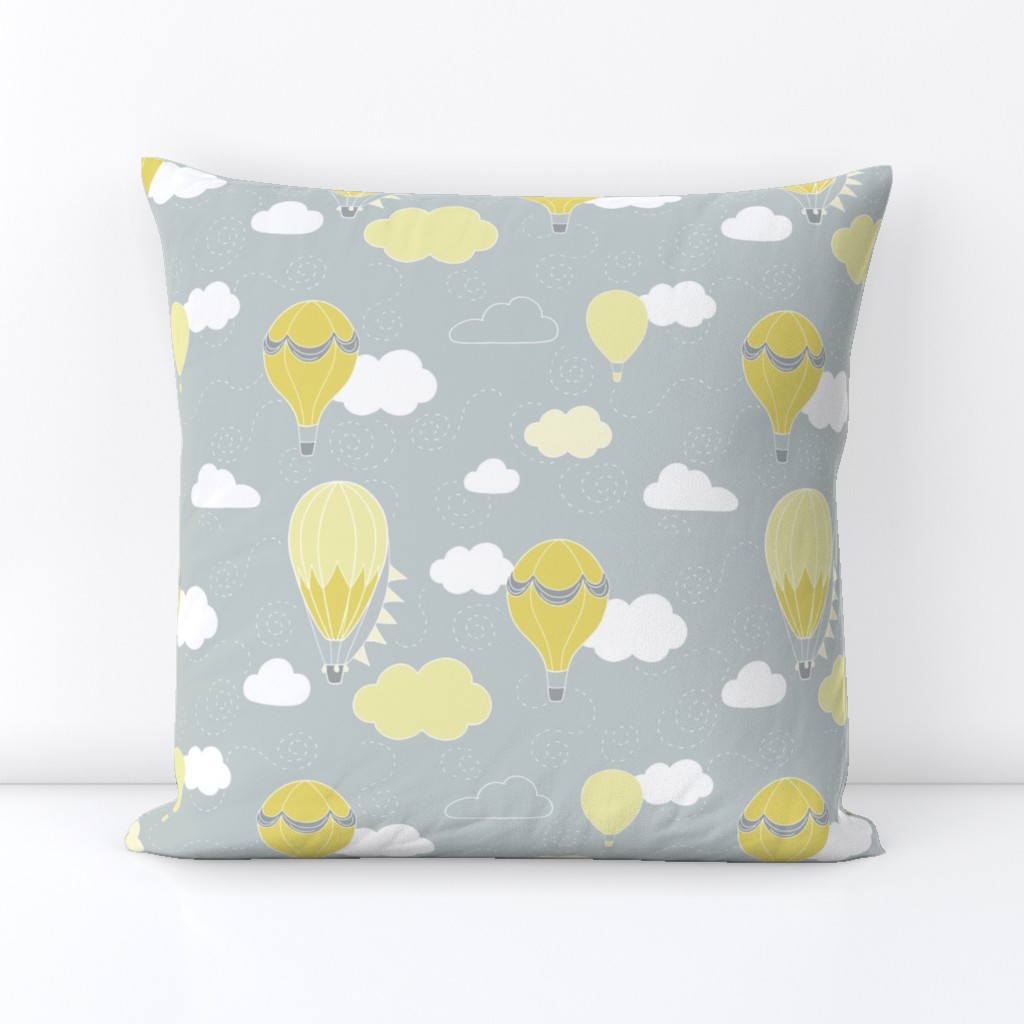 Hot Air Balloons - Grey and Yellow