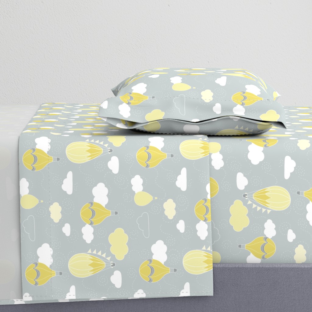 Hot Air Balloons - Grey and Yellow