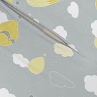 Hot Air Balloons - Grey and Yellow