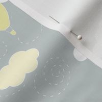 Hot Air Balloons - Grey and Yellow