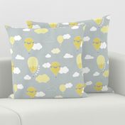 Hot Air Balloons - Grey and Yellow