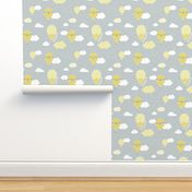 Hot Air Balloons - Grey and Yellow