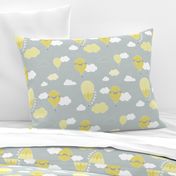 Hot Air Balloons - Grey and Yellow