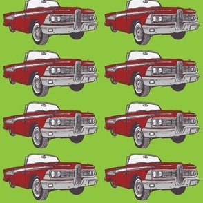 Red 1959 Edsel Corsair Convertible on Green Background