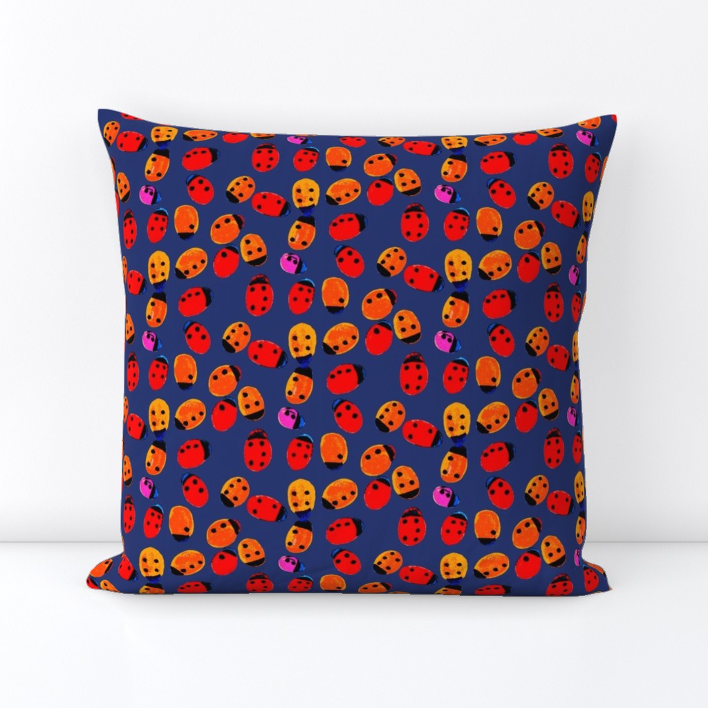 ladybug darkblue Braille polka dot