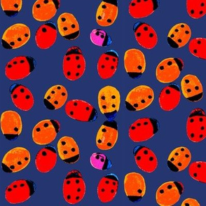 ladybug darkblue Braille polka dot