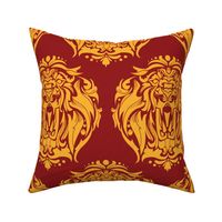 Lion Damask on red - 5 inch