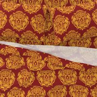 Lion Damask on red - 5 inch